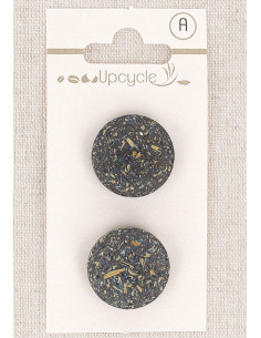 Carte de 2 boutons bleu pétrole 20 mm à queue - Fantaisies