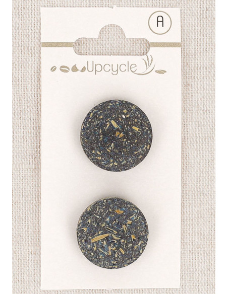 Carte de 2 boutons bleu pétrole 20 mm à queue - Fantaisies