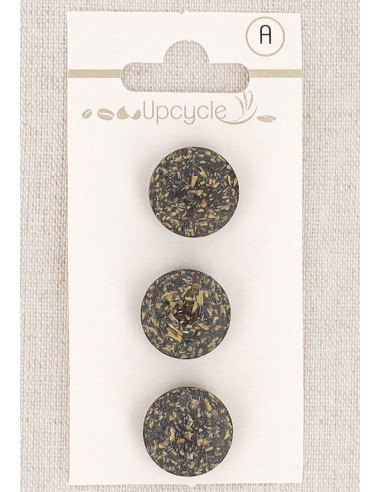 Carte de 3 boutons ébène 15 mm à queue - Fantaisies