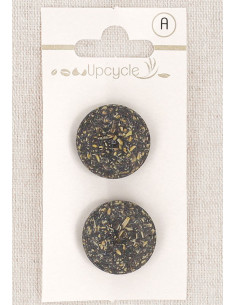 Carte de 2 boutons ébène 20 mm à queue - Fantaisies