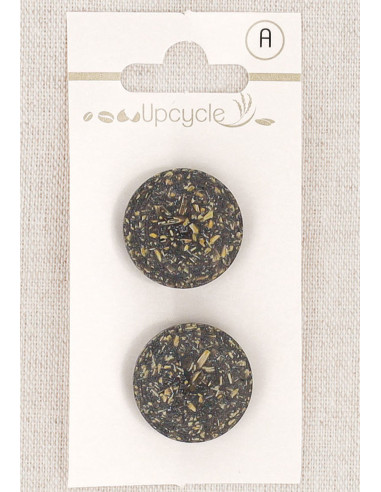 Carte de 2 boutons ébène 20 mm à queue - Fantaisies