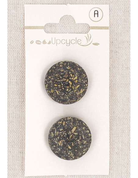 Carte de 2 boutons ébène 20 mm à queue - Fantaisies