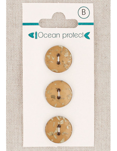 Carte de 3 boutons camel 15 mm 2 trous - Plats