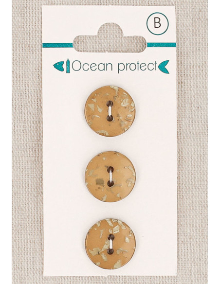 Carte de 3 boutons camel 15 mm 2 trous - Plats