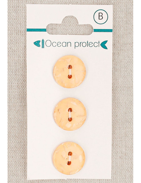 Carte de 3 boutons saumon 15 mm 2 trous - Plats