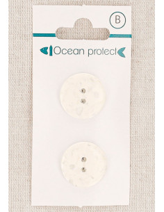 Carte de 2 boutons blancs 18 mm 2 trous - Plats