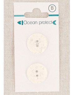 Carte de 2 boutons blancs 18 mm 2 trous - Bordure