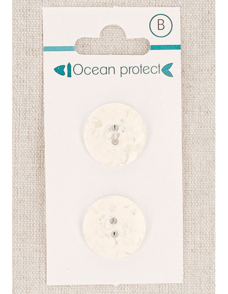 Carte de 2 boutons blancs 18 mm 2 trous - Bordure