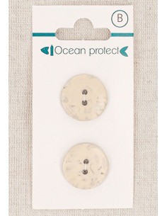 Carte de 2 boutons beige 18 mm 2 trous - Plats