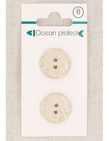 Carte de 2 boutons beige 18 mm 2 trous - Plats