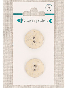 Carte de 2 boutons beige 18 mm 2 trous - Bordure