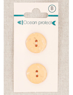 Carte de 2 boutons saumon 18 mm 2 trous - Plats