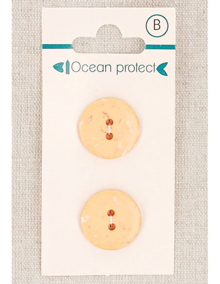 Carte de 2 boutons saumon 18 mm 2 trous - Plats