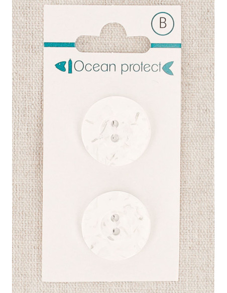 Carte de 2 boutons blancs 20 mm 2 trous - Bordure