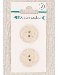 Carte de 2 boutons beige 20 mm 2 trous - Plats
