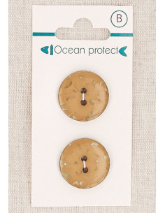Carte de 2 boutons camel 20 mm 2 trous - Plats