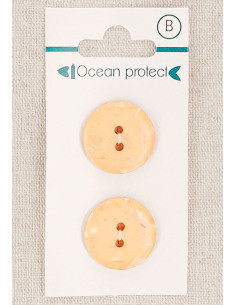 Carte de 2 boutons saumon 20 mm 2 trous - Plats