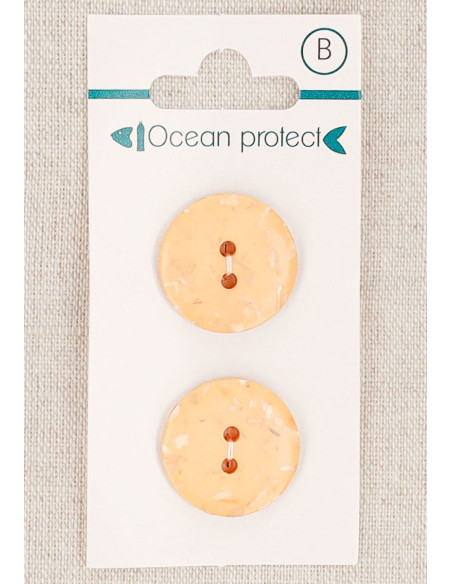 Carte de 2 boutons saumon 20 mm 2 trous - Plats