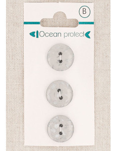 Carte de 3 boutons gris 15 mm 2 trous - Plats