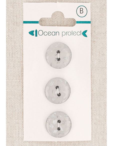 Carte de 3 boutons gris 15 mm 2 trous - Plats
