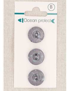 Carte de 3 boutons mauve 15 mm 2 trous - Bordure