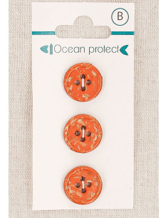Carte de 3 boutons brique 15 mm 4 trous - Bord roulotté
