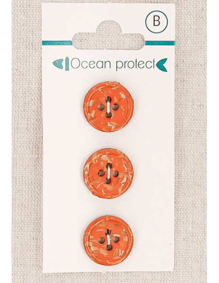 Carte de 3 boutons brique 15 mm 4 trous - Bord roulotté