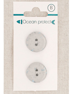 Carte de 2 boutons gris 18 mm 2 trous - Plats