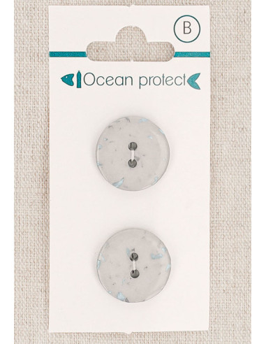Carte de 2 boutons gris 18 mm 2 trous - Plats
