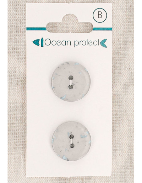 Carte de 2 boutons gris 18 mm 2 trous - Plats