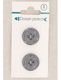 Carte de 2 boutons mauve 18 mm 4 trous - Bord roulotté