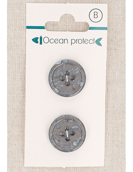 Carte de 2 boutons mauve 18 mm 4 trous - Bord roulotté
