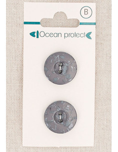 Carte de 2 boutons mauve 18 mm 2 trous - Bordure