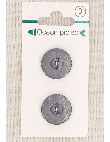 Carte de 2 boutons mauve 18 mm 2 trous - Bordure
