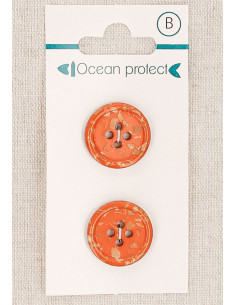 Carte de 2 boutons brique 18 mm 4 trous - Bord roulotté