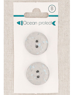 Carte de 2 boutons gris 20 mm 2 trous - Plats