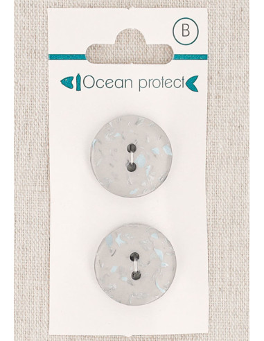 Carte de 2 boutons gris 20 mm 2 trous - Plats