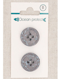 Carte de 2 boutons mauve 20 mm 4 trous - Bord roulotté