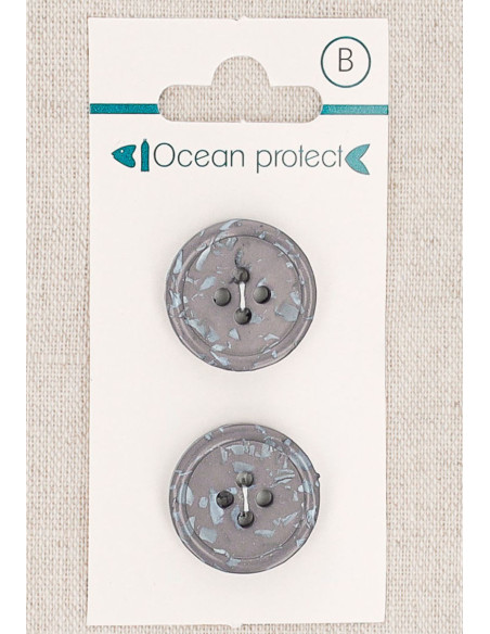 Carte de 2 boutons mauve 20 mm 4 trous - Bord roulotté