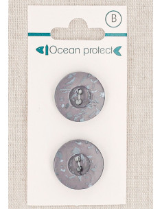 Carte de 2 boutons mauve 20 mm 2 trous - Bordure
