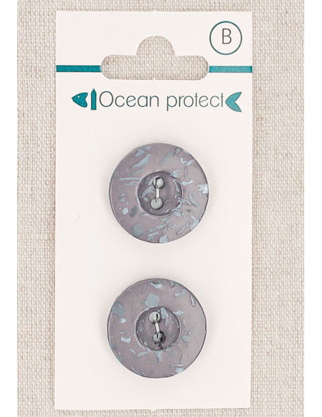 Carte de 2 boutons mauve 20 mm 2 trous - Bordure