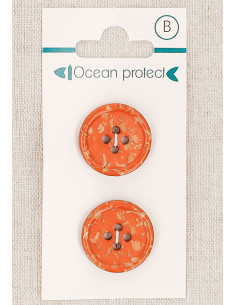 Carte de 2 boutons brique 20 mm 4 trous - Bord roulotté