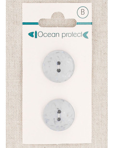 Carte de 2 boutons bleu glacier 18 mm 2 trous - Plats