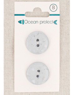 Carte de 2 boutons bleu glacier 20 mm 2 trous - Plats