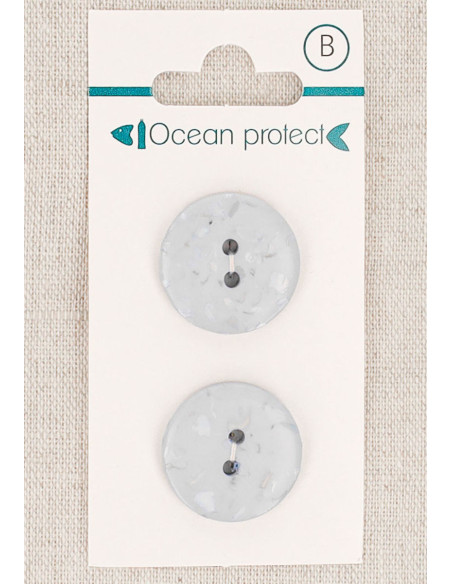 Carte de 2 boutons bleu glacier 20 mm 2 trous - Plats