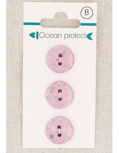 Carte de 3 boutons lavande 15 mm 2 trous - Plats