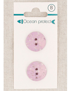 Carte de 2 boutons lavande 18 mm 2 trous - Plats