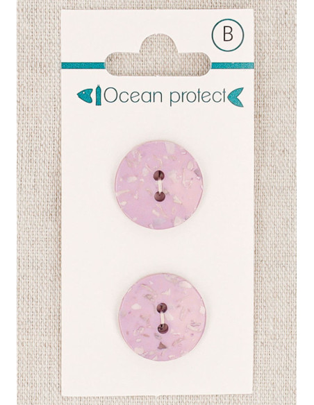 Carte de 2 boutons lavande 18 mm 2 trous - Plats