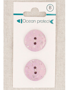 Carte de 2 boutons lavande 20 mm 2 trous - Plats
