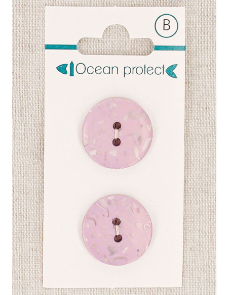 Carte de 2 boutons lavande 20 mm 2 trous - Plats